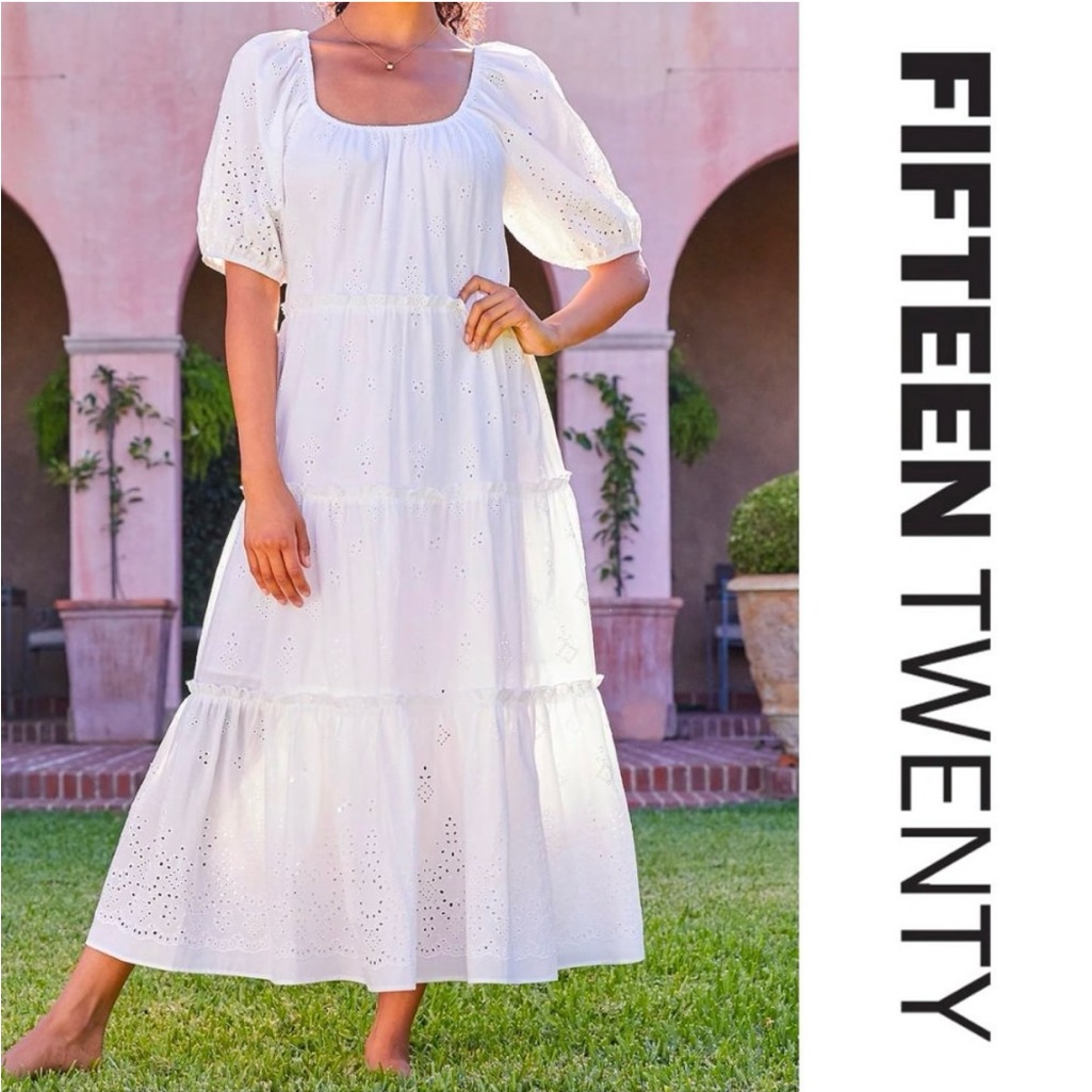 Fifteen Twenty White Tiered Maxi Dress